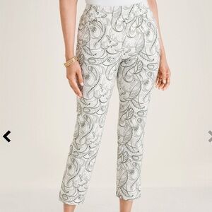 Chico’s Brigitte Paisley-Print Slip Crop Dress Pants Size 6